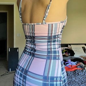 Plaid bodycon midi dress